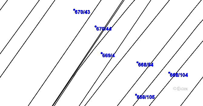 Parcela st. 669/4 v KÚ Rozdrojovice, Katastrální mapa