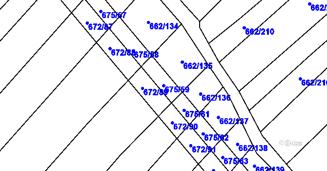 Parcela st. 675/59 v KÚ Rozdrojovice, Katastrální mapa