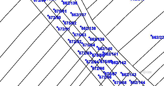 Parcela st. 675/64 v KÚ Rozdrojovice, Katastrální mapa