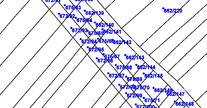 Parcela st. 675/67 v KÚ Rozdrojovice, Katastrální mapa