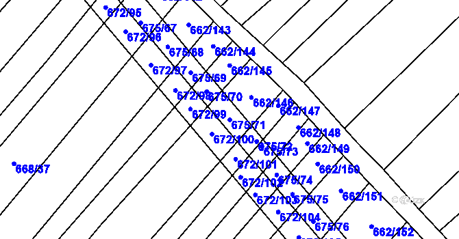 Parcela st. 675/71 v KÚ Rozdrojovice, Katastrální mapa