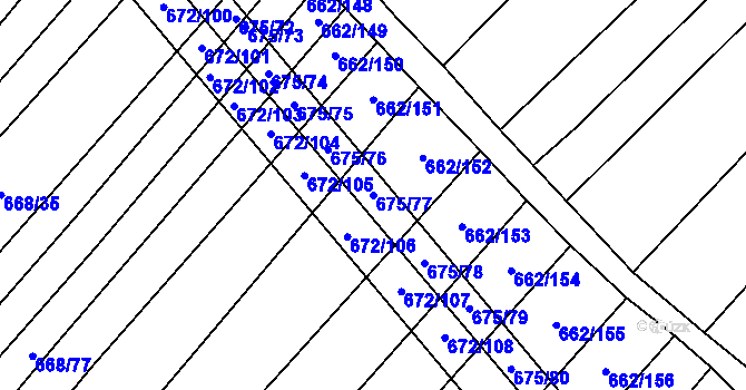 Parcela st. 675/77 v KÚ Rozdrojovice, Katastrální mapa