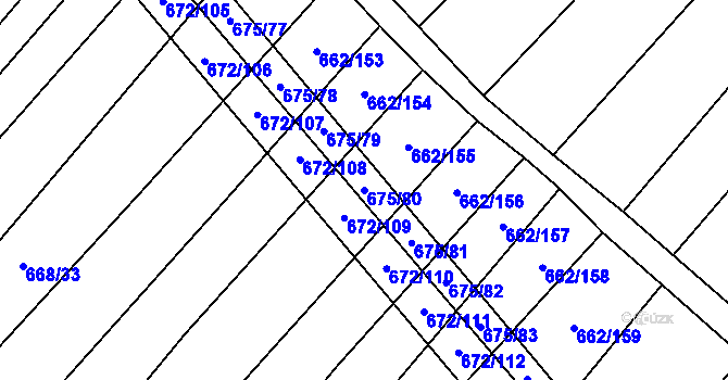 Parcela st. 675/80 v KÚ Rozdrojovice, Katastrální mapa