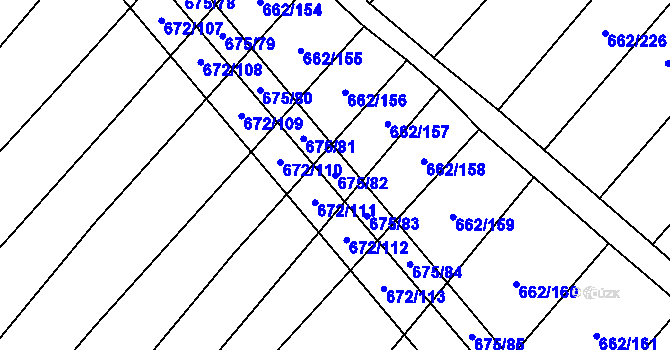 Parcela st. 675/82 v KÚ Rozdrojovice, Katastrální mapa