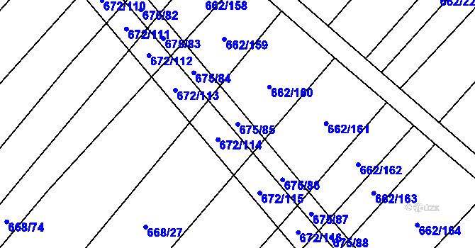 Parcela st. 675/85 v KÚ Rozdrojovice, Katastrální mapa