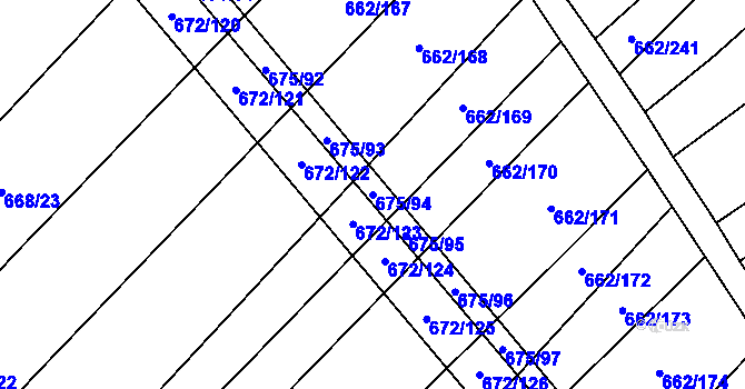 Parcela st. 675/94 v KÚ Rozdrojovice, Katastrální mapa