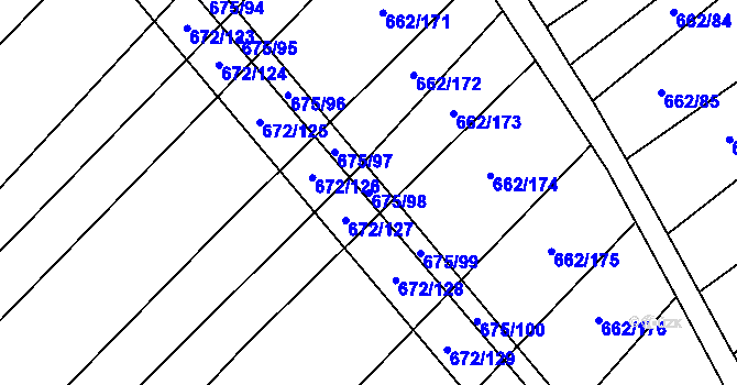 Parcela st. 675/98 v KÚ Rozdrojovice, Katastrální mapa