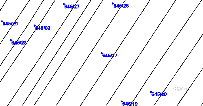 Parcela st. 645/17 v KÚ Rozdrojovice, Katastrální mapa