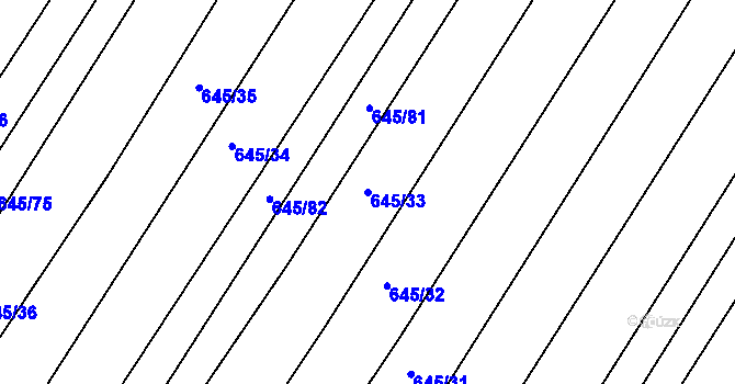 Parcela st. 645/33 v KÚ Rozdrojovice, Katastrální mapa