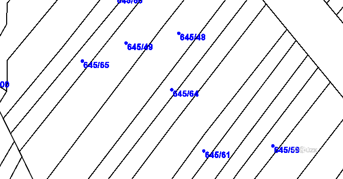 Parcela st. 645/64 v KÚ Rozdrojovice, Katastrální mapa