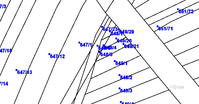 Parcela st. 648/5 v KÚ Rozdrojovice, Katastrální mapa