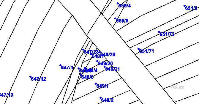 Parcela st. 649/29 v KÚ Rozdrojovice, Katastrální mapa