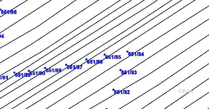 Parcela st. 651/85 v KÚ Rozdrojovice, Katastrální mapa