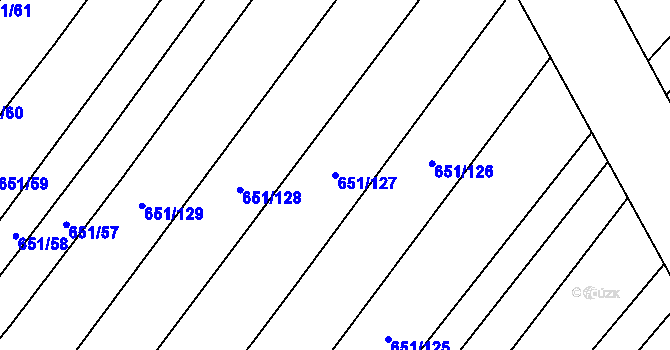 Parcela st. 651/127 v KÚ Rozdrojovice, Katastrální mapa