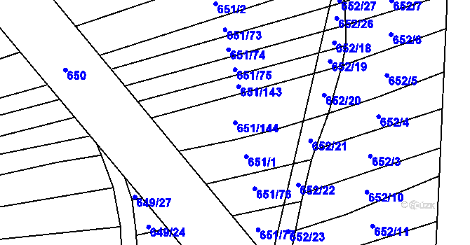 Parcela st. 651/144 v KÚ Rozdrojovice, Katastrální mapa