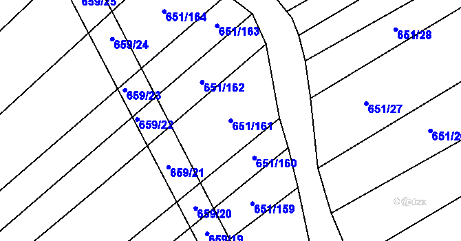 Parcela st. 651/161 v KÚ Rozdrojovice, Katastrální mapa