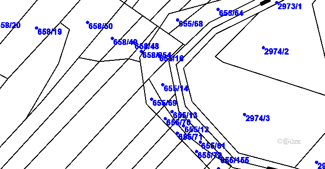 Parcela st. 655/14 v KÚ Rozdrojovice, Katastrální mapa