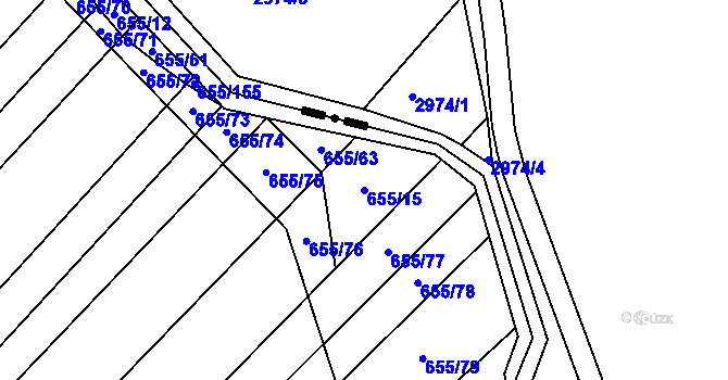 Parcela st. 655/15 v KÚ Rozdrojovice, Katastrální mapa