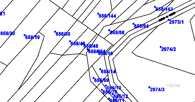 Parcela st. 655/16 v KÚ Rozdrojovice, Katastrální mapa