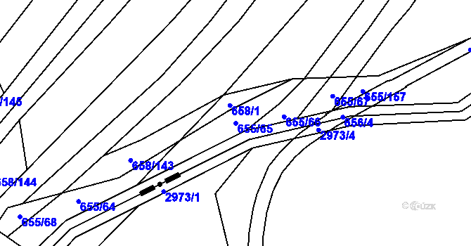 Parcela st. 655/65 v KÚ Rozdrojovice, Katastrální mapa