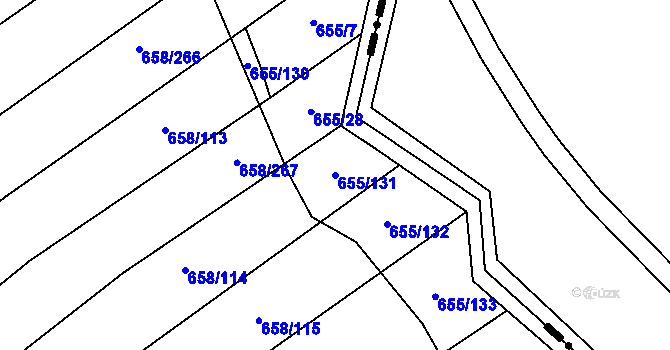 Parcela st. 655/131 v KÚ Rozdrojovice, Katastrální mapa