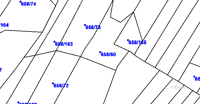 Parcela st. 658/60 v KÚ Rozdrojovice, Katastrální mapa