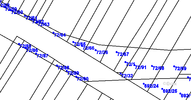 Parcela st. 72/26 v KÚ Rozdrojovice, Katastrální mapa