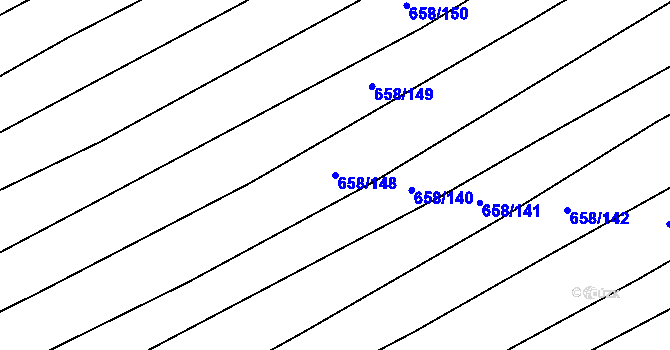 Parcela st. 658/148 v KÚ Rozdrojovice, Katastrální mapa