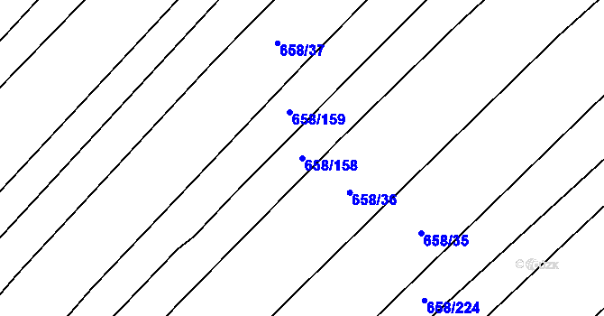 Parcela st. 658/158 v KÚ Rozdrojovice, Katastrální mapa