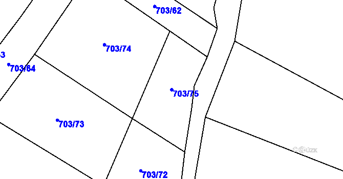 Parcela st. 703/75 v KÚ Rozdrojovice, Katastrální mapa