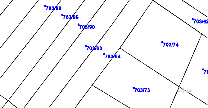 Parcela st. 703/64 v KÚ Rozdrojovice, Katastrální mapa