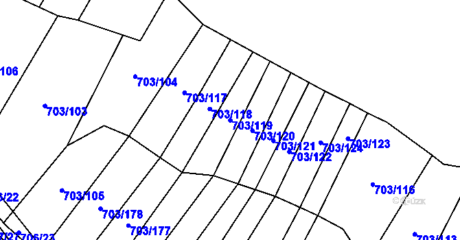 Parcela st. 703/119 v KÚ Rozdrojovice, Katastrální mapa