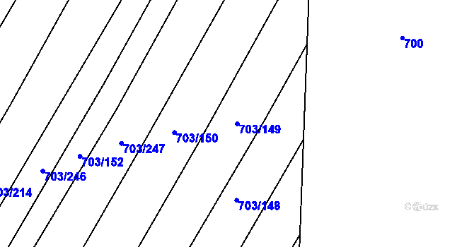 Parcela st. 703/149 v KÚ Rozdrojovice, Katastrální mapa
