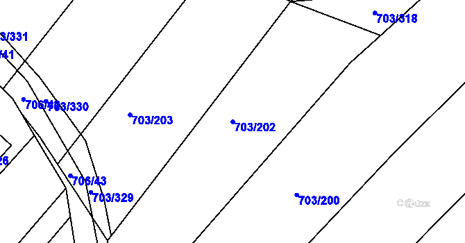 Parcela st. 703/202 v KÚ Rozdrojovice, Katastrální mapa