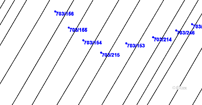 Parcela st. 703/215 v KÚ Rozdrojovice, Katastrální mapa