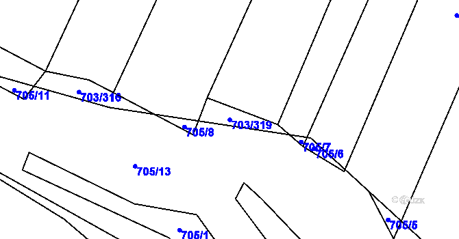 Parcela st. 703/319 v KÚ Rozdrojovice, Katastrální mapa