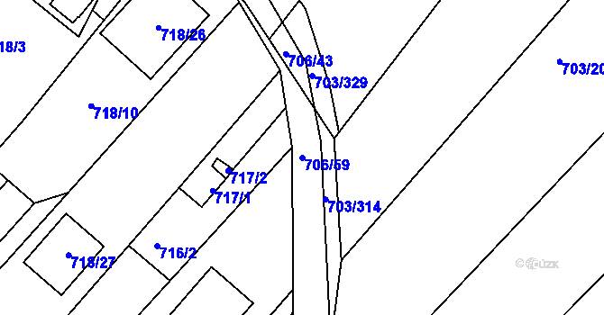 Parcela st. 706/59 v KÚ Rozdrojovice, Katastrální mapa