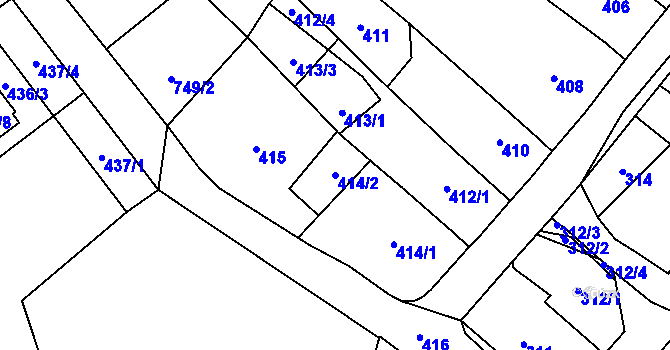 Parcela st. 414/2 v KÚ Rozdrojovice, Katastrální mapa