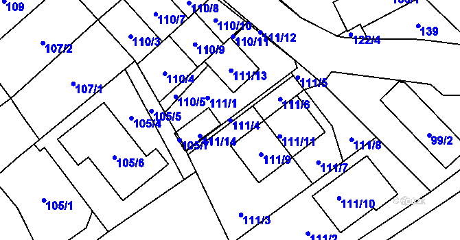 Parcela st. 111/4 v KÚ Rozdrojovice, Katastrální mapa