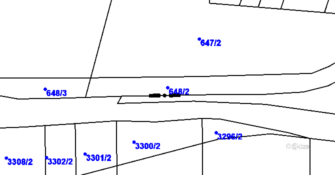 Parcela st. 648/2 v KÚ Rozdrojovice, Katastrální mapa