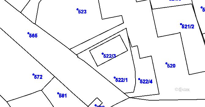 Parcela st. 522/3 v KÚ Rozdrojovice, Katastrální mapa