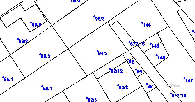 Parcela st. 94/2 v KÚ Rozdrojovice, Katastrální mapa