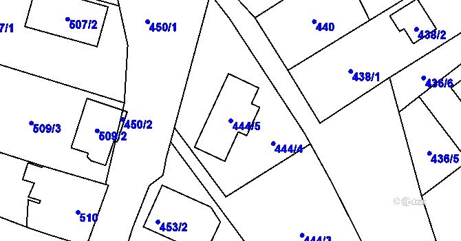 Parcela st. 444/5 v KÚ Rozdrojovice, Katastrální mapa