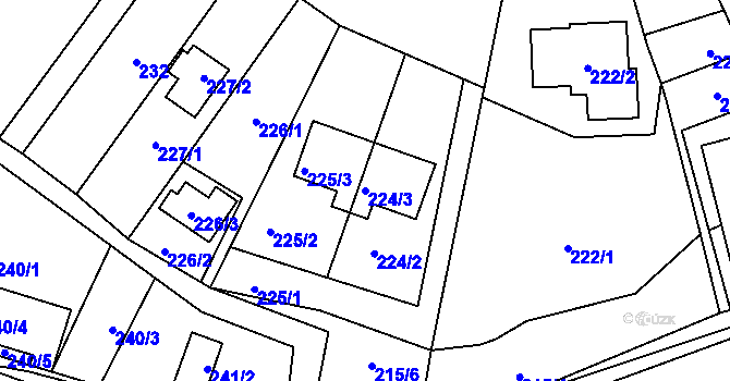 Parcela st. 224/3 v KÚ Rozdrojovice, Katastrální mapa