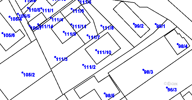 Parcela st. 111/10 v KÚ Rozdrojovice, Katastrální mapa