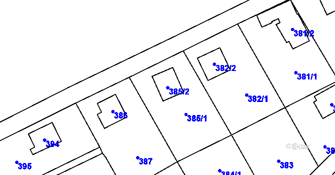 Parcela st. 385/2 v KÚ Rozdrojovice, Katastrální mapa
