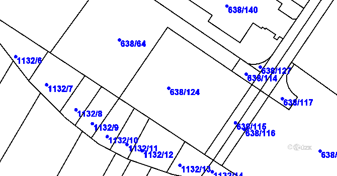Parcela st. 638/124 v KÚ Rozdrojovice, Katastrální mapa