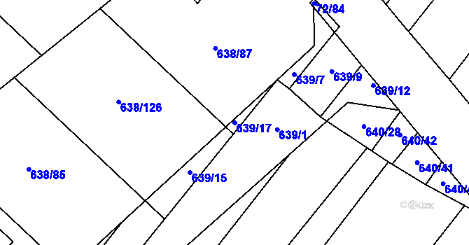 Parcela st. 639/17 v KÚ Rozdrojovice, Katastrální mapa