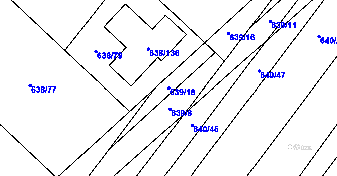 Parcela st. 639/18 v KÚ Rozdrojovice, Katastrální mapa