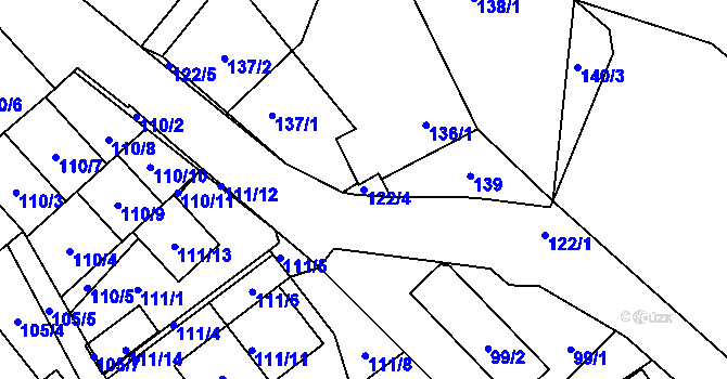 Parcela st. 122/4 v KÚ Rozdrojovice, Katastrální mapa